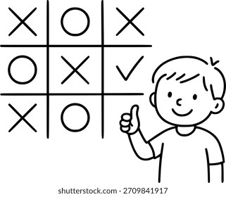 Tic tac toe. Cruz y garrapata juego de niños en signo, símbolo, Vector, arte