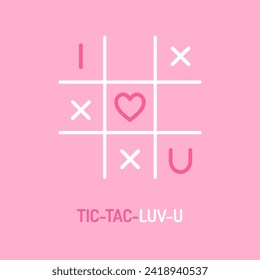 tic tac toe para el día de valentina, ilustración vectorial