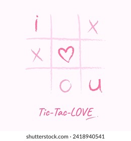 tic tac toe para el día de valentina, ilustración vectorial