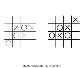 Tic Tac Toe Design, Tic Tac Toe Symbol, Vektorgrafik einzeln auf transparentem Hintergrund