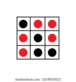 Tic tac toe dice flat icon vector design, game, fun, play, red and black color coins