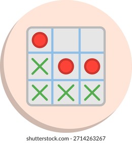 Tic Tac Toe Icono de estilo de círculo plano