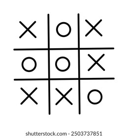Tic tac toe in flat style. Doodle line tic tac toe templates