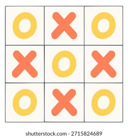 Tic Tac Toe Diversión Juego Hobby Ilustración vectorial de color plano Diseño de Plantilla