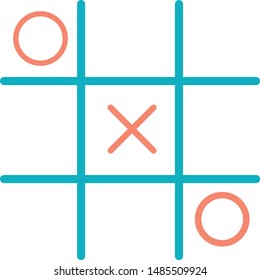 Tic tac toe game draw on paper and play  trendy icon on white background for web graphic