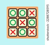 Tic tac toe game.Tic tac toe flat icon illustration isolated vector sign symbol. Vector illustration in flat style x o game. Children game, strategy.