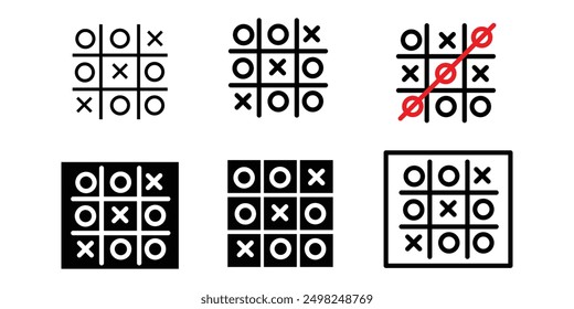 Tic tac toe game.Tic tac toe flach Symbol Illustration einzelne Vektorzeichen Symbol. Vektorgrafik im flachen Stil x des Spiels. Kinderspiel, Strategie. XOX-Spiel.