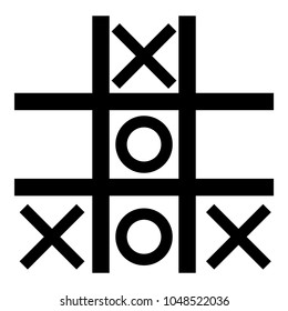 Tic tac toe game icon black color