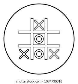 Tic tac toe game icon black color