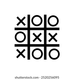 Tic tac toe game, icon, linear outline icon. Black icon on white background.