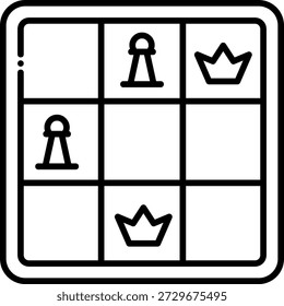 Tic Tac Toe Icono de juego con piezas de ajedrez