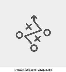 Tic tac toe game icono delgado línea delgada para web y móvil, moderno diseño minimalista plano. Icono vector de gris oscuro sobre fondo gris claro.