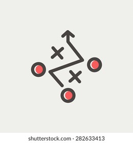 Tic tac toe game icon thin line for web and mobile, modern minimalistic flat design. Vector icon with dark grey outline and offset colour on light grey background.