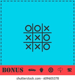 Tic tac toe game icon flat. Simple vector symbol and bonus icon