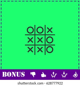 Tic tac toe game icon flat. Simple vector symbol and bonus icon