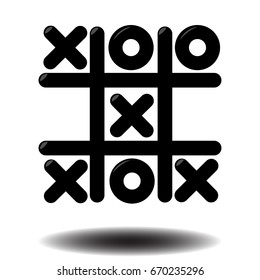 Tic Tac Toe game icon on white background with shadow below