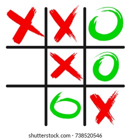 Tic tac toe game icon, isolated on white background, vector illustration.