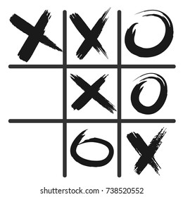Tic tac toe game icon, black isolated on white background, vector illustration.