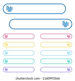 Tic tac toe game icons in rounded color menu buttons. Left and right side icon variations.