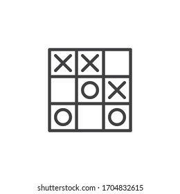Icono de la línea de juego tac tac toe. signo de estilo lineal para concepto móvil y diseño web. Tic-tac-toe con un icono de vector de contorno cruzado y cero. Símbolo, ilustración del logotipo. Gráficos vectoriales