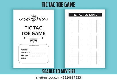 Tic tac toe game. Tic tac toe logbook. Plantilla de diseño interior de kdp de bajo contenido