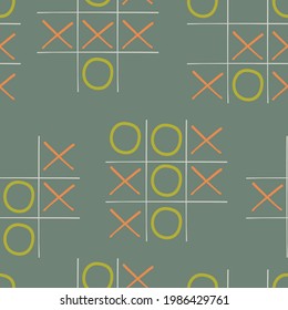 Tic Tac-Zehenspiel auf Schulboard. Nahtloses Muster.