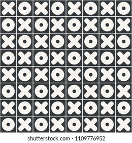 Tic Tac Toe game seamless abstract pattern monochrome or two colors vector