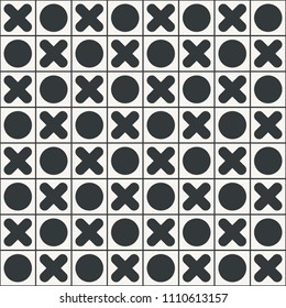 Tic Tac Toe game seamless abstract pattern monochrome or two colors vector