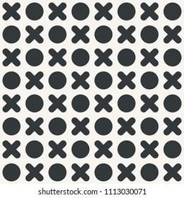 Tic Tac Toe game seamless abstract pattern monochrome or two colors vector