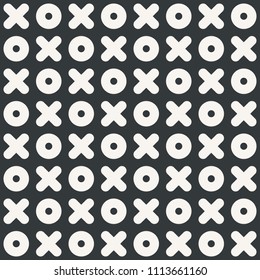 Tic Tac Toe game seamless abstract pattern monochrome or two colors vector