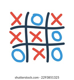 Jogo da velha com cruz e círculo. mini jogo. ilustração vetorial