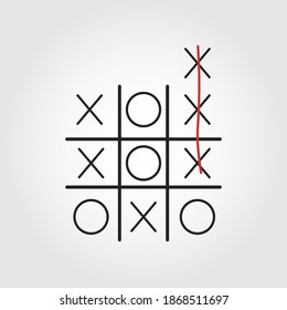 Tic tac toe game, think outside the box stock vector illustration on white background