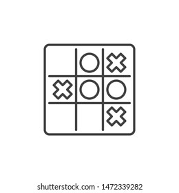 Tic Tac Toe game vector concept linear icon. Noughts and Crosses symbol in thin line style