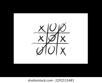 Tic tac toe game vector icon. Hand-drawn tic-tac-toe game, isolated on white. Tic tac toe. Doodle style