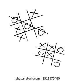 Tic tac toe hand drawing game. Vector illustration.
