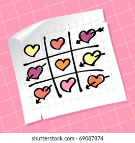 Tic Tac Toe Hearts, Valentine background.