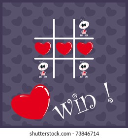 Tic Tac Toe Hearts, Valentine background.