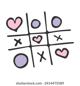 Tic tac toe hearts. Valentine's day.