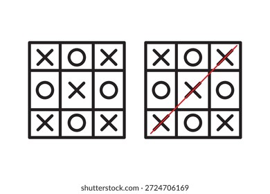 Tic tac toe icono en diseño de línea