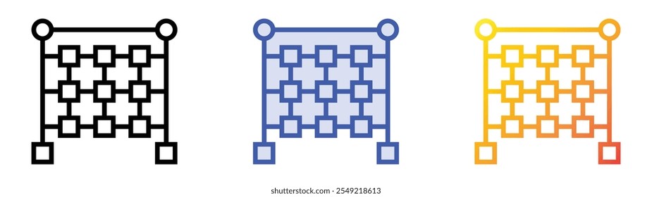 tic tac toe icon. Linear, Blue Fill and Gradient Style Design Isolated On White Background