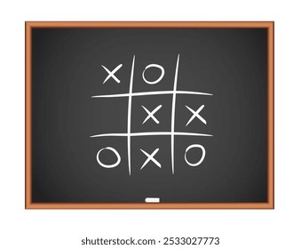 Tic tac toe icon on a black board. Education vector illustration