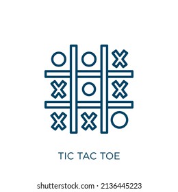 icono de tic tac toe. Icono de contorno de tac tac lineal delgado aislado en fondo blanco. Signo de tono de tac vector de línea, símbolo para web y móvil