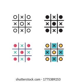 tic tac toe icon vector with different style. isolated on white background