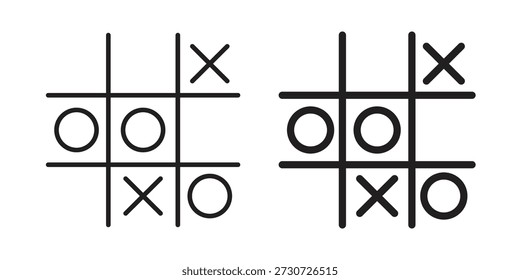 Tic tac toe iconos para el diseño. Trazo fácilmente editable. Diseño plano moderno.