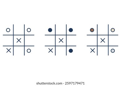 tic tac toe icons isolated on White Background. Flat style design