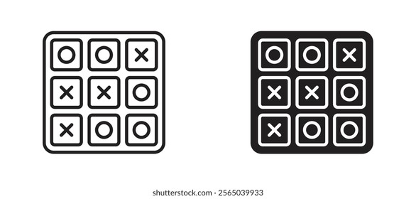 Tic tac toe icons in outline and fill. vector illustration for ui.