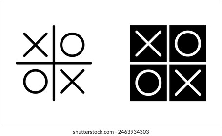 Tic tac toe iconos conjunto, turcos y cruces juego sobre fondo blanco