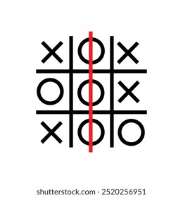 Tic tac toe icons set, noughts and crosses game on white background.