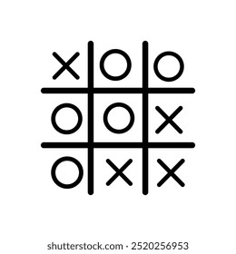 Tic tac toe icons set, noughts and crosses game on white background.