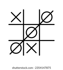 Tic Tac Toe. Lineal, negro, tic-tac-toe ganar, línea ganadora. Ilustración del vector